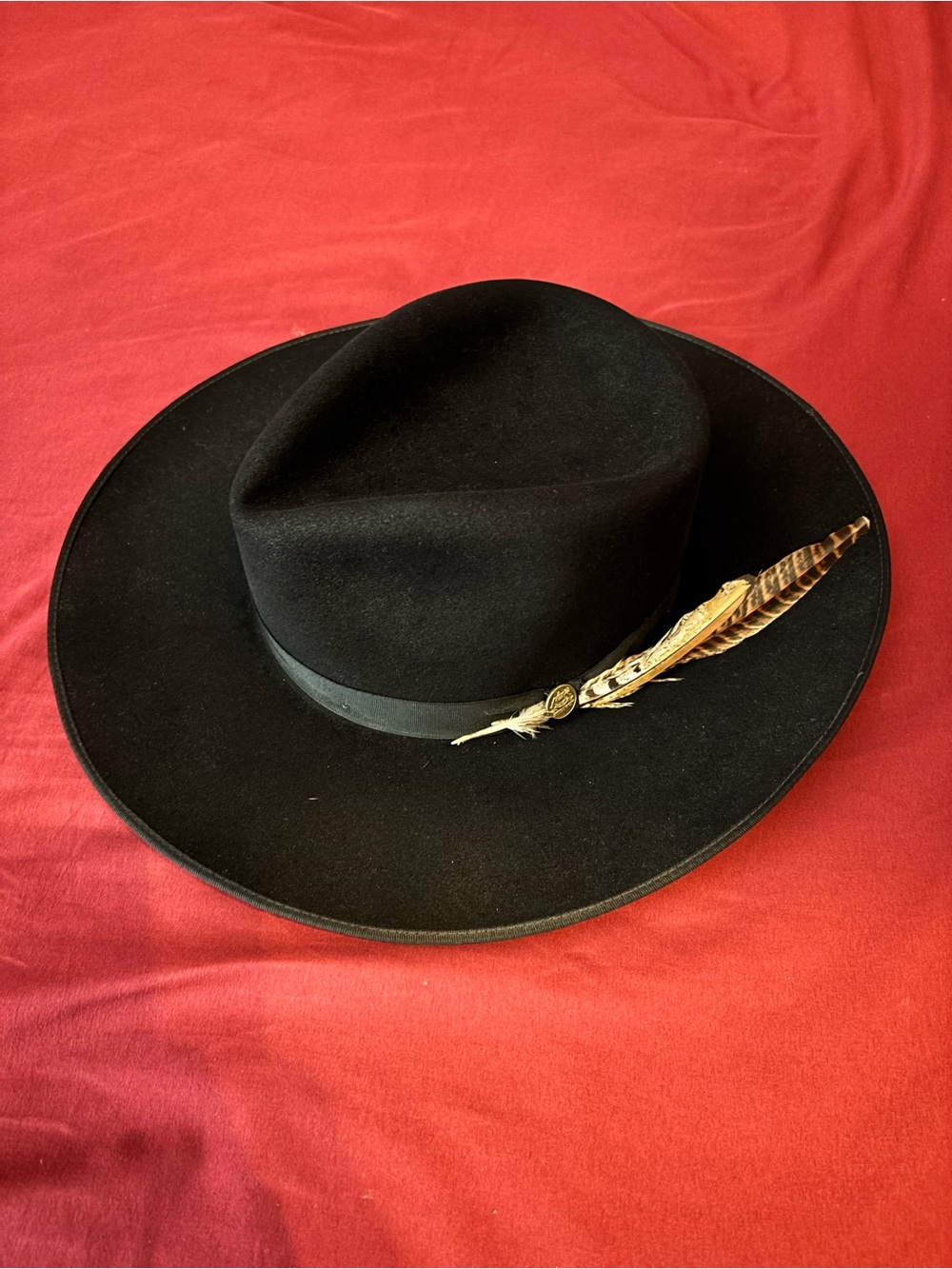 Stetson Black Felt Western Hat with Decorative Feather